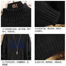 半高领毛衣男士大码针织衫男毛线衣男砖墙M18255-P45加绒款-P65，男装针织衫/毛衣，电商A040A