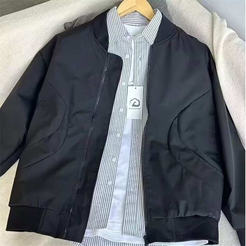 百搭美式飞行夹克春秋潮牌痞帅男女装棒球服中性cleanfit长款外套图片