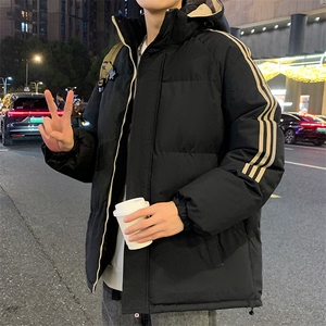 复古保暖三条杠拼接连帽棉服男青少年防泼水棉衣M2910特P75控108图片