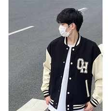 抖音得物高品质全棉380克潮立领棒球服开衫印花卫衣外套ACM1203，女装短外套，电商A443