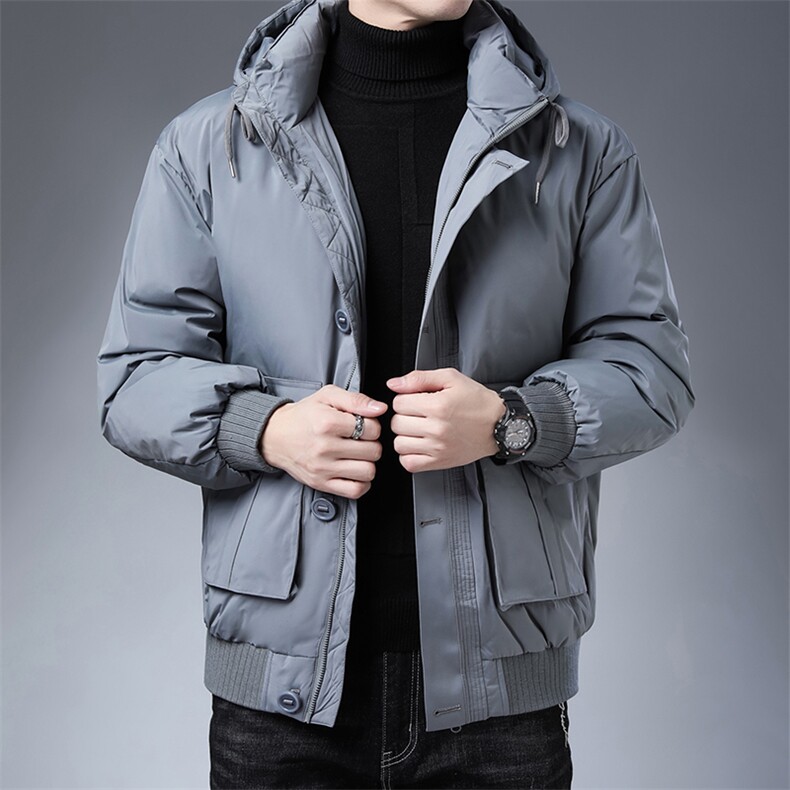 21冬季新款时尚羽绒服休闲宽松翻领外套男士90%白鸭绒ZG3318-P215，男装羽绒服，电商B212（原钱塘6029）