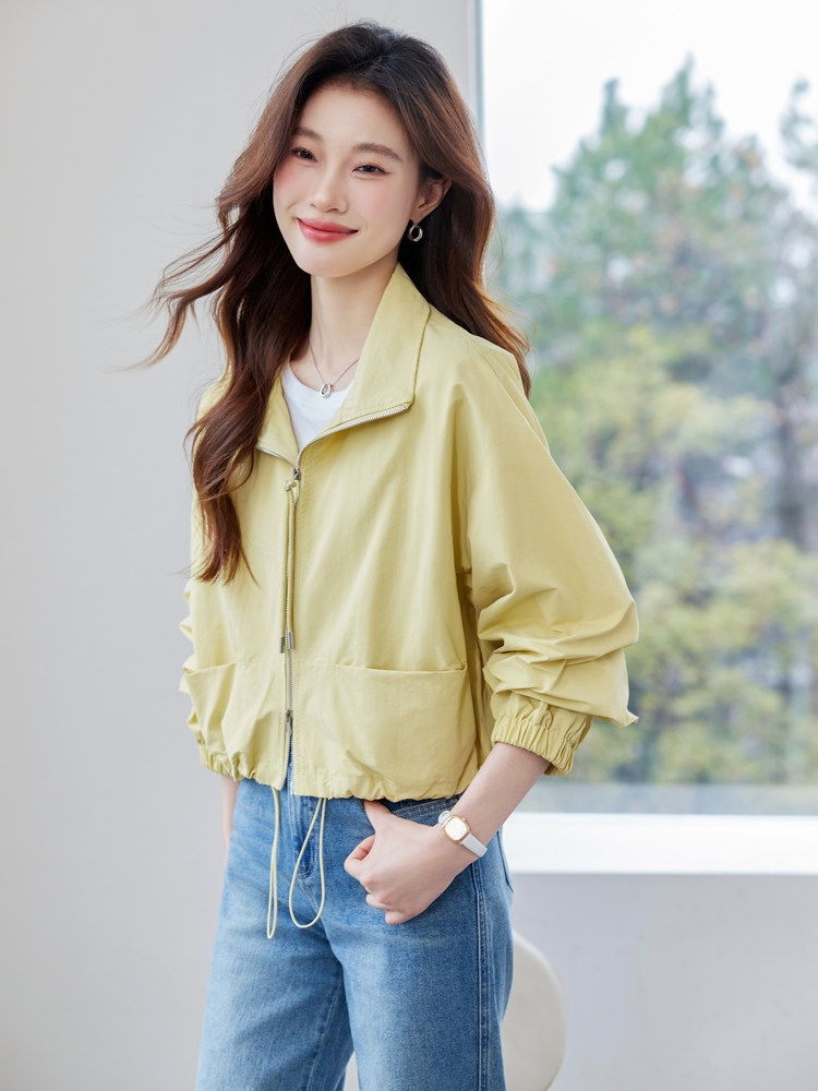 正品2025新款依尚街区短款长袖短外套女百搭休闲,女装风衣,微微衣阁