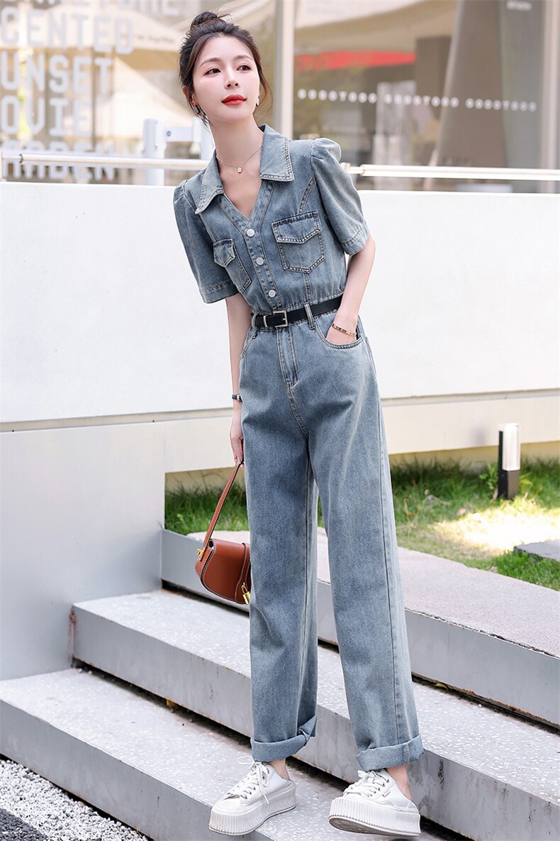 牛仔连体裤女小个子2026年夏季新款高级感工装高腰显瘦薄款连衣裤,女装连体裤,印象茜