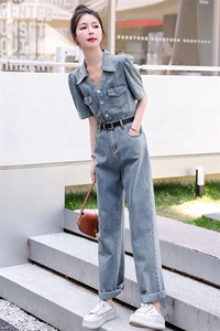 牛仔连体裤女小个子2026年夏季新款高级感工装高腰显瘦薄款连衣裤图片