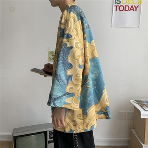 夏装大码风港风外套半袖开衫薄款道袍披风汉服中性风 F12/P40图片