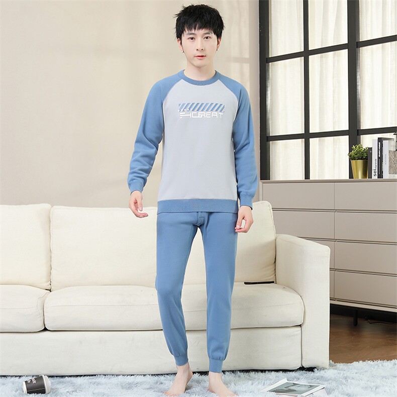保暖内衣男士秋衣秋裤青少年学生加绒加厚保暖套装TZ3139-P67,男装休闲套装,星座310B-3