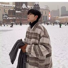 429-P65加厚磨毛格子学生秋冬季新款长袖复古宽松大码休闲毛呢，男装卫衣，电商B323A