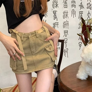 气质半身裙女文艺慵懒自然腰流行新款简约潮流原宿时尚日系百搭图片