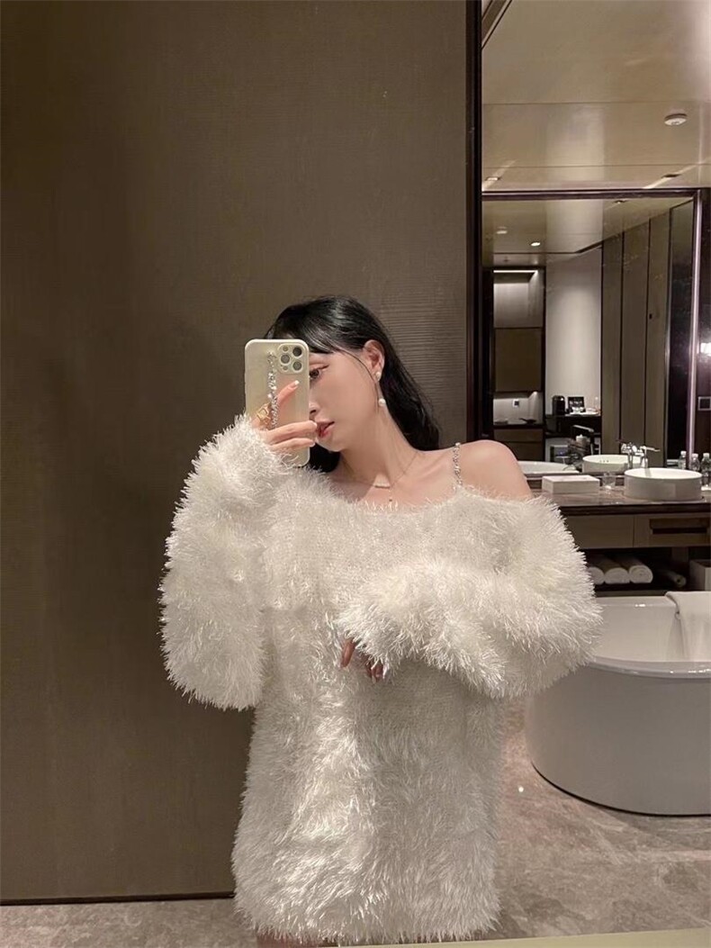 露肩钻带毛衣，女装针织衫/毛衣，CHERRY·印