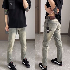 网红新款修身牛仔裤男韩版水洗黄泥做旧小直筒小脚社会长青年裤子，男装牛仔裤，星座506A