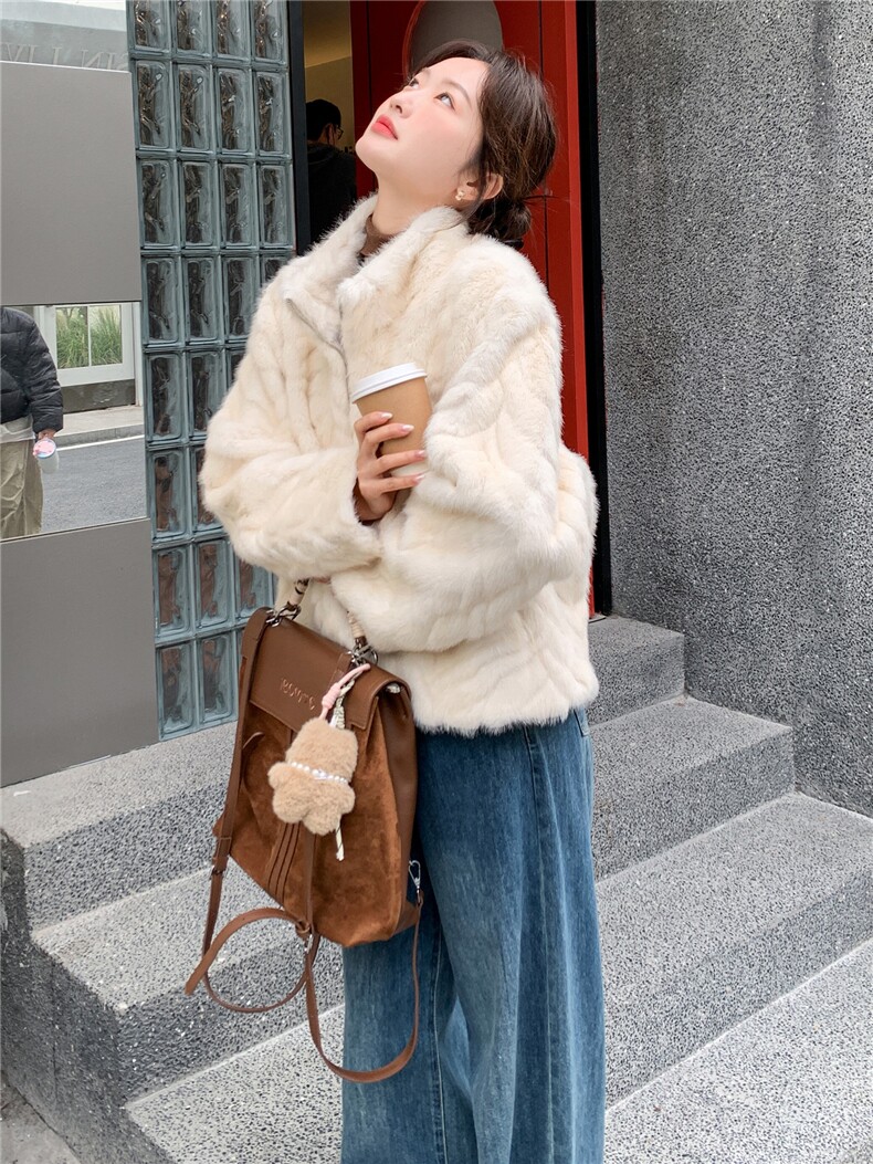 210-7703-P185-K258仿水貂高端皮毛一体2025年冬季女,女装羊羔毛/颗粒绒,韩蜜菓