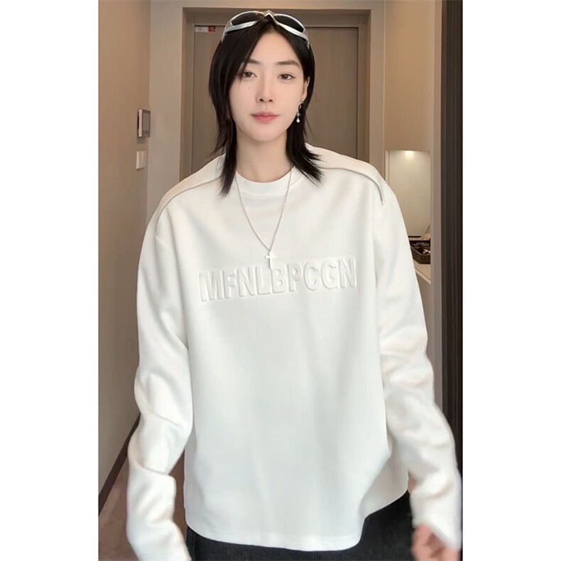 秋季美式高街cleanfit凹凸字母钢印打底长袖袖货号C25186P45,男装卫衣,电商A063