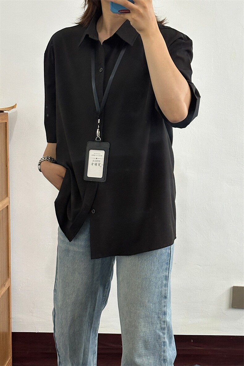 薄款冰丝短袖衬衫男简约纯色垂感休闲痞帅衬衣CS288-P20,男装T恤,星座301C-5