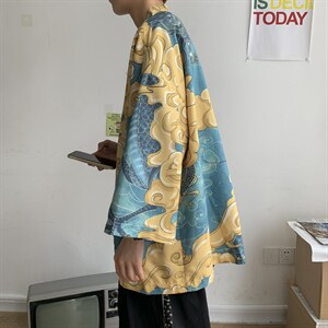 大码风港风外套防晒服和服开衫薄款道袍披风汉服潮 F12/P40图片
