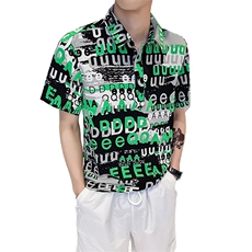 社会风字母修身花衬衫B297-3928-P53控78，男装衬衫，电商B297