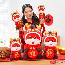 2026马年公仔吉祥舞狮马小马吉祥物毛绒玩具生肖马玩偶可定制logo