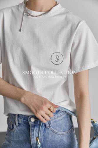 现货简约字母品牌logoT，女装，SMOOTH
