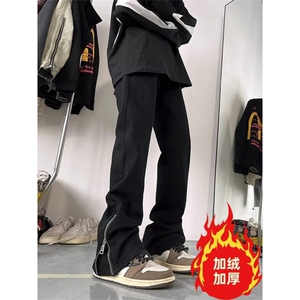 1506/QK80010/P46潮男士痞帅春季潮宽松阔腿青少年微喇拖地裤图片