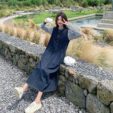 韩版盐系减龄牛仔背心裙套装女2025春秋季新款显瘦条纹上衣两件套，女装套装/套裙，浙宝212A