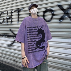 XZ203-SX268-P3824夏季新品水洗做旧圆领短袖T恤，男装T恤，星座203