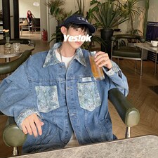 牛仔外套男士拼接春秋季新款宽松痞帅百搭港日系休闲夹克WH01-P68，男装夹克，星座1008