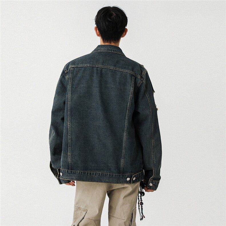 25新款水洗破洞工装大口袋牛仔夹克外套N598/P78,男装夹克,星座202-3
