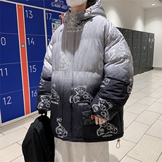 港风外景21冬新款卡通满印立领面包服棉衣外套G3007-P105控125，男装棉衣，星座914-3