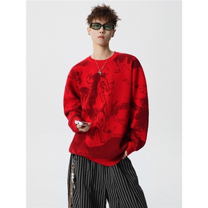 8871-P682025年秋冬季新款休闲毛衣男士时尚圆领长袖宽松针织衫图片