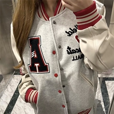 新款复古毛巾绣撞色棒球服外套男女2026秋冬美式潮牌宽松情侣夹克，男装夹克，星座506A