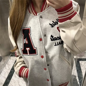 新款复古毛巾绣撞色棒球服外套男女2026秋冬美式潮牌宽松情侣夹克图片