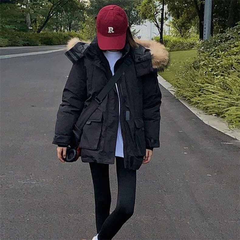 高级感大毛领棉服女2025冬季新款宽松工装棉衣外套bf潮,男装棉衣,星座1210-1