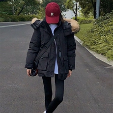 高级感大毛领棉服女2025冬季新款宽松工装棉衣外套bf潮，男装棉衣，星座1210-1