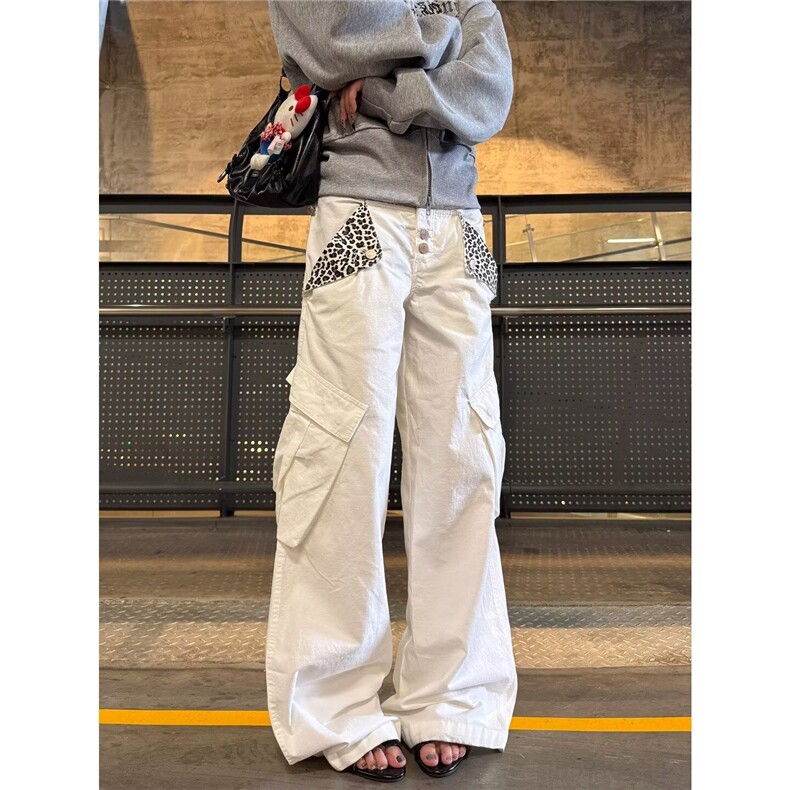高腰阔腿牛仔裤女2025新款秋款超火宽松梨型身材白色直筒拖地裤子,男装牛仔裤,星座506A