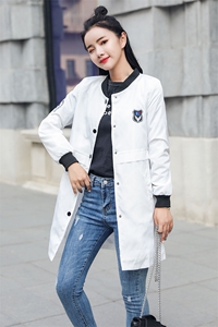 风衣女中长款2025秋装新款韩版修身显瘦薄外套学生夹克开衫棒球服图片