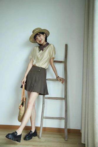 现货 夏款 衬衫领口两穿上衣服,女装衬衫,OL