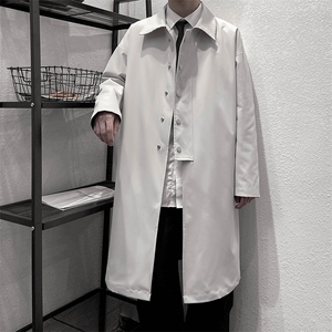 春秋季风衣男中长款大衣男翻领通勤夹克男外套F55款P85暗黑港风B图片