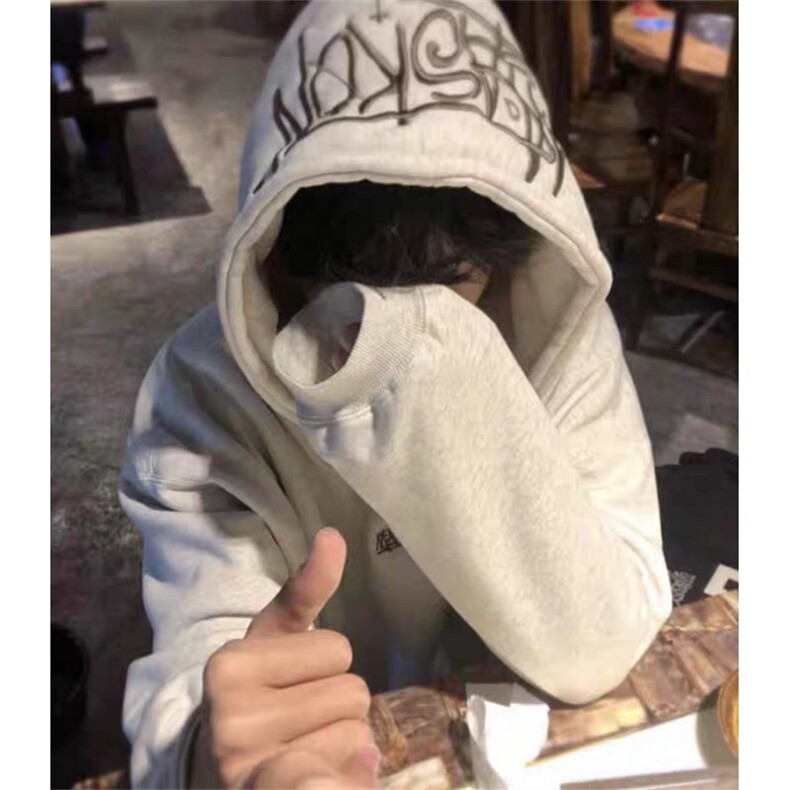 新款休闲宽松春秋男子连帽套头黑色运动卫衣潮流 T5133图片