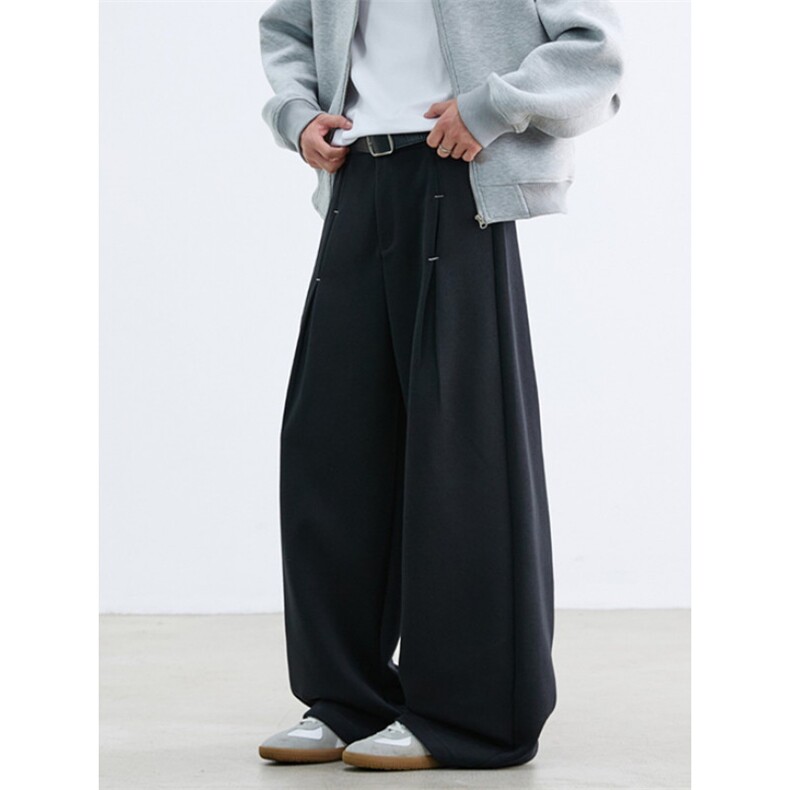 褶皱阔腿垂感西裤男女时尚小众通痞帅潮个性长裤XK012，男装西裤，星座1116A（原606A-3）