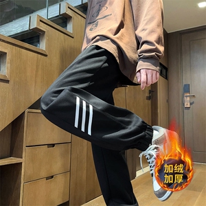 加绒加厚冬新款潮流韩版纯色百搭休闲裤宽松束脚长裤JRKZ9120P-50图片