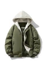 !潮流冬季连帽拉链加绒加厚棉衣情侣撞色棉服外套MY5567-P78，男装棉衣，星座610B-1