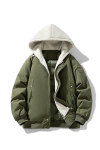 !潮流冬季连帽拉链加绒加厚棉衣情侣撞色棉服外套 MY5567-P78图片