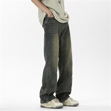 C315-G3022现货高品质高街复古重工洗水猫须马骝牛仔裤(P65限89)3，男装牛仔裤，电商C315