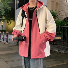 新款港风中性风宽松夹克男撞色拼接防水冲锋衣外套MYJ24-7831-P75，男装夹克，星座717