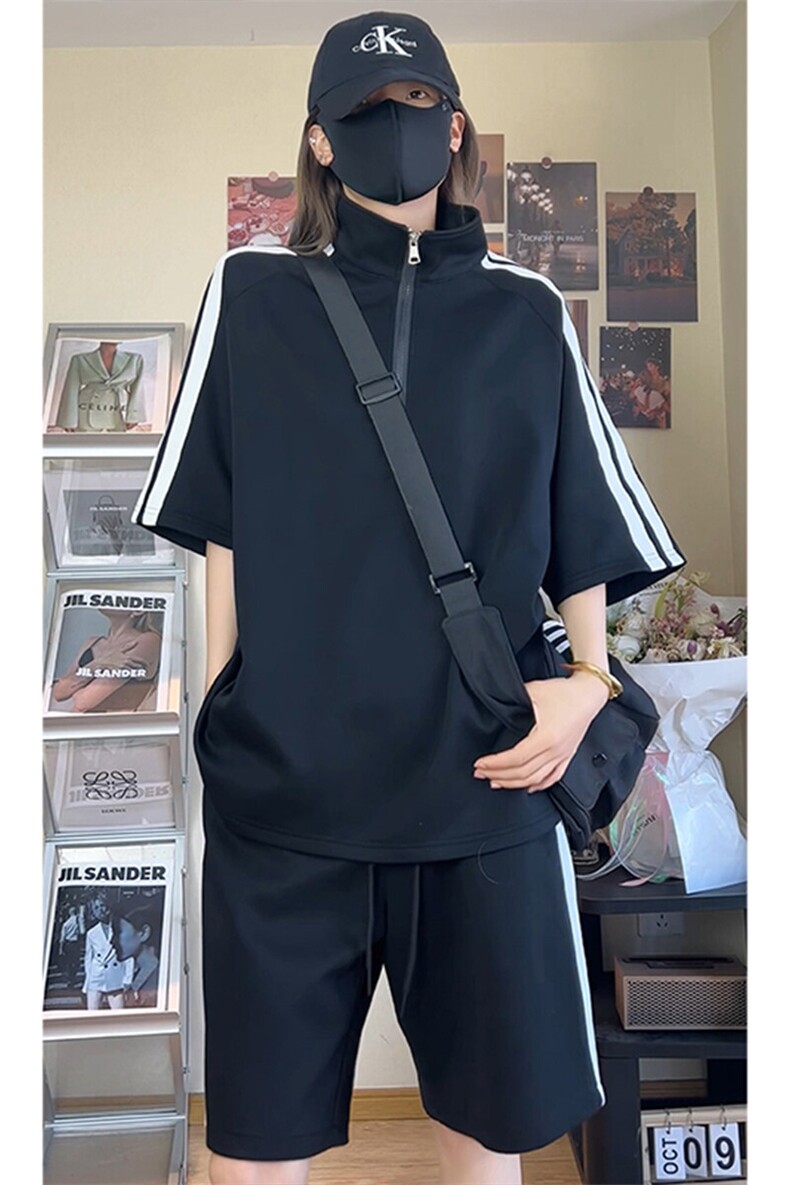 夏季半拉链polo衫套装T3637上衣特P31控59/DK8609裤子特P26控49,男装Polo衫,电商A007