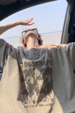 外景重磅水洗夏季人像印花短袖T恤男宽松落肩打底体恤SX00113/P35，男装T恤，电商B316