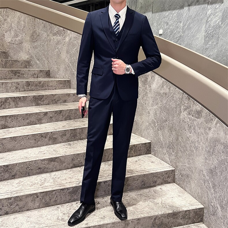 西服套装男西装男士商务休闲职业装修身新郎伴郎结婚三件套礼服潮,男装西服套装,星座505-2（原电商A260-1)
