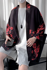 原宿风大码薄款防晒衣男韩版七分袖和服汉服开衫外套A090KS20p45，男装民族服装，电商A089-1