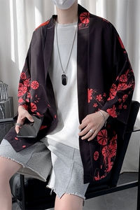 原宿风大码薄款防晒衣男韩版七分袖和服汉服开衫外套A090 KS20p45图片