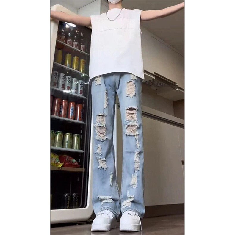 夏季美式高街破洞inx小众牛仔裤货号K725P55,男装牛仔裤,电商A063