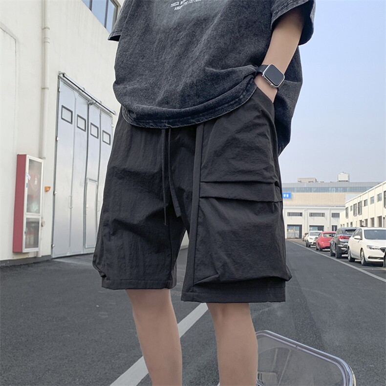 港风纳米皱工装运动冰丝休闲裤高街五分裤宽松直通短裤DK206P40,男装休闲裤,星座1204-3